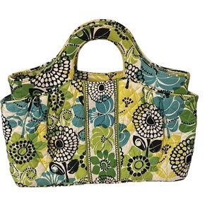 Vera bradley Womens limes up handbag quilted satchel  green yellow black white.